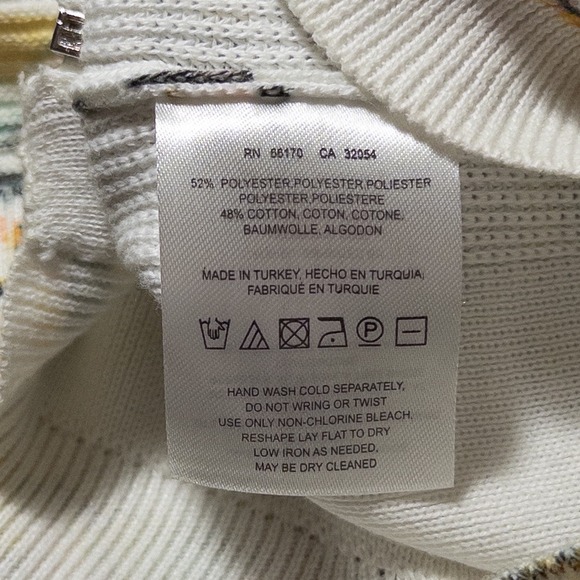 Moth Anthropologie Cardigan Sweater Womens Sz Large Multicolor Floral Stripe Zip - Picture 11 of 11